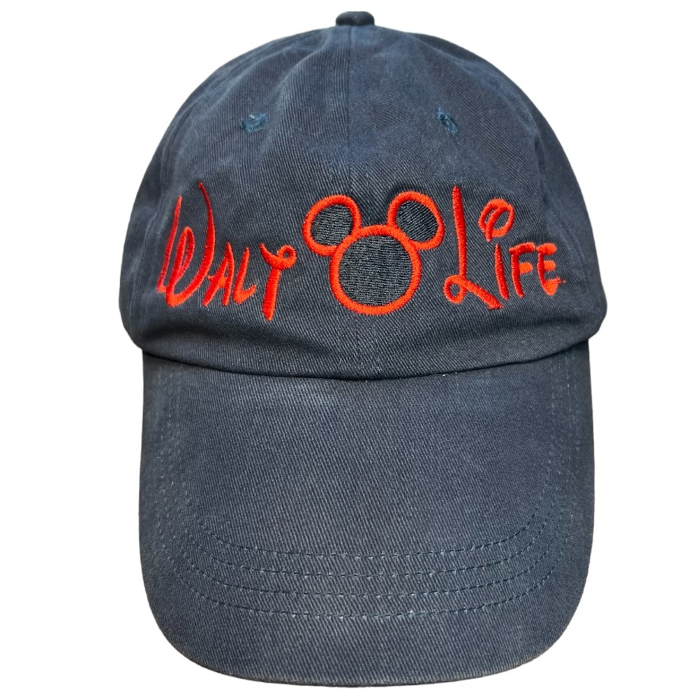 WALT LIFE Disney Themed Navy Blue Adjustable Cap Hat, Embroidered Red Lettering
